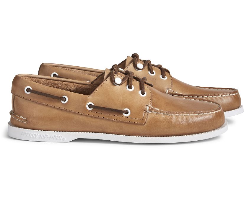 Sperry Cloud Authentic Original 3-Eye Leather Boat Shoes - Men's Boat Shoes - Dark Khaki [ZQ9045681]
